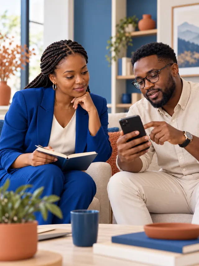 Two African product professionals evaluating a smartphone experience